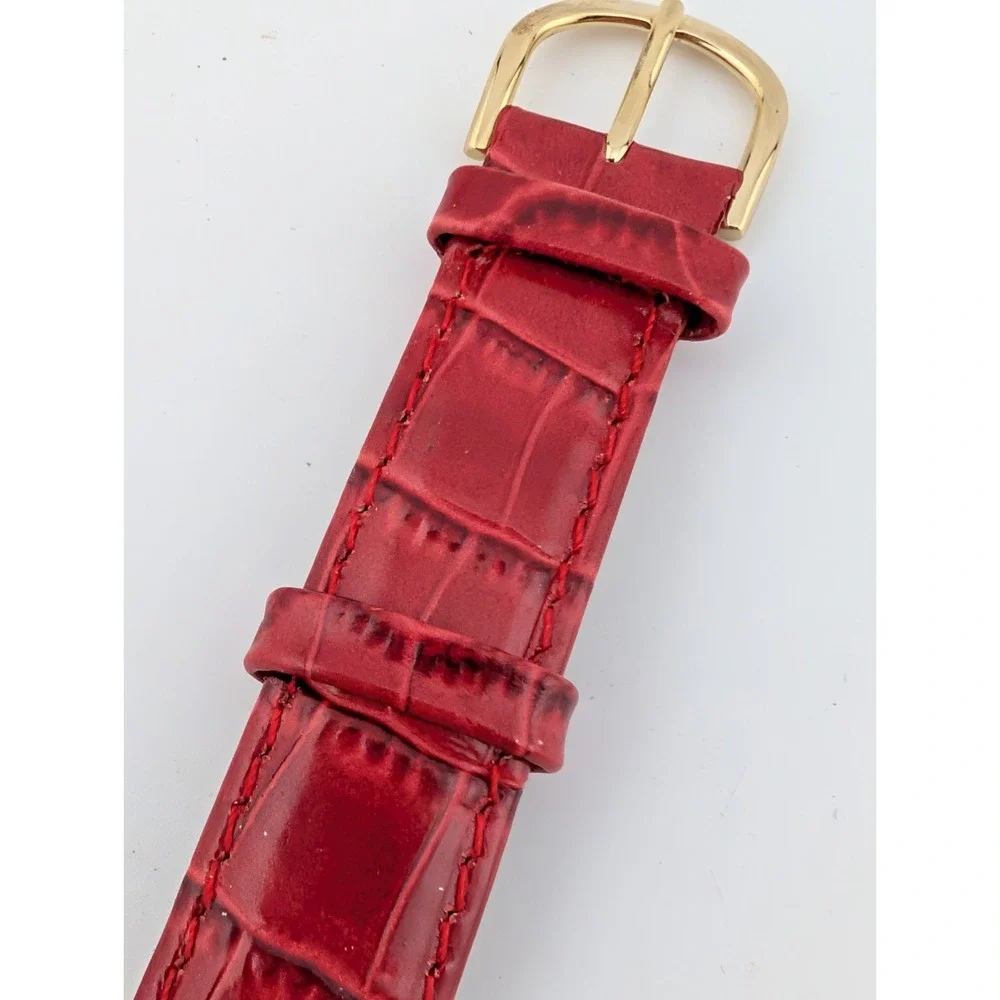 Gossip Watch Women 27mm Case MOP Dial Red Leather‎ Band- New Battery
